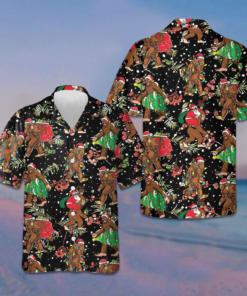 Bigfoot Santa Claus With Christmas Pattern Hawaiian Shirt Funny Christmas Bigfoot Shirt Gifts