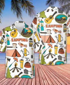 Camping Travel Road Trip Hawaiian Shirt Button Up Beach Shirts Men's Gifts For Campers
