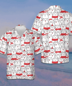 Cat The Red Christmas Hawaiian Shirt Cute Adorable Button Up Shirt Gift Ideas