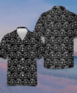 Black And White Bicycle Seamless Pattern Hawaiian Shirt Men's Button Up Shirts Summer