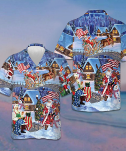 Christmas Holiday Santa Patriot Hawaiian Shirt Merry Christmas Shirt Gift Ideas