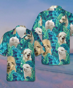 Alpaca Tropical Hawaiian Shirt Summer Button Up Shirt Gifts For Alpaca Lovers