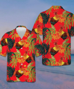 Rooster Red Hawaiian Shirt Men's Button Down Beach Shirts Gifts For Boyfriend