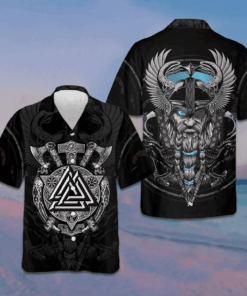 Son Of Odin Hawaiian Shirt Axe Pattern Button Up Shirt For Men Gifts For Boyfriend