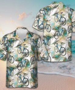 Bicycle And Feather Hawaiian Shirt Men's Beach Button Up Best Gift For Bikers