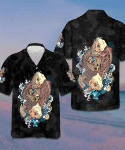 Japanese Carp Koi Gold Fishes Hawaiian Shirt Button Up Summer Shirts For Men