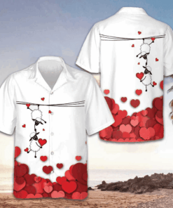 Valentine Sheep With Red Hearts Hawaiian Shirt Valentine Day Shirt Gifts For Couples