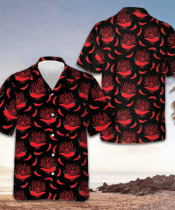 Red Hot Chilli Pepper Hawaiian Shirt Button Up Beach Shirts Men Gifts For Dude