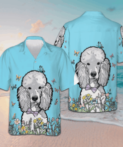 Lady Poodle And The Butterflies Hawaiian Shirt Button Down Beach Shirts Poodle Owner Gifts
