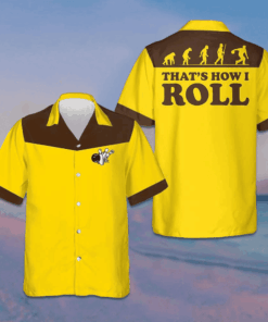 That's How I Roll Bowling Evolution Hawaiian Shirt Yellow Button Up Shirt Gifts For Bowlers