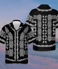 Black And White Sugar Skull Calavera Hawaiian Shirt Day Of The Dead Mexican Skull Shirt Men