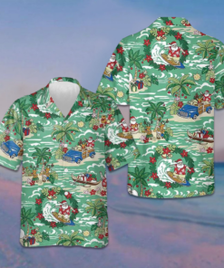 Santa In Hawaii Hawaiian Shirt Men's Short Sleeve Button Down Beach Shirts Gift For Christmas
