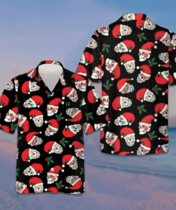 Christmas Sugar Skull Seamless Pattern Hawaiian Shirt Funny Santa Shirt Gifts For Son