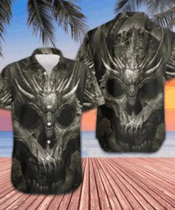 A Skull Or A Dragon Hawaiian Shirt Scary Horror Design Shirt Gifts For Boyfriend