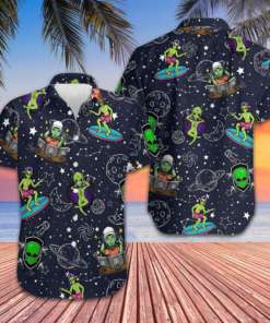 Aliens Night Sky Hawaiian Shirt Summer Beach Shirts Gifts For Sibling