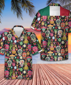 Mexico Day Of The Dead Sugar Skull Hawaiian Shirt Men's Button Up Shirt Gifts For Mexicans