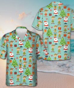Santa Helper Pattern Hawaiian Shirt Merry Christmas Funny Shirt Gift Ideas For Boyfriend