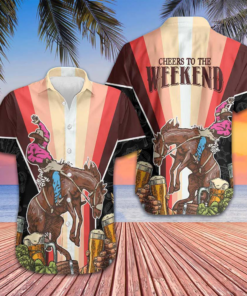 Cheers to the Weekend Rodeo Hawaiian Shirt Western Cowboy Drinking Shirt Gift For Him