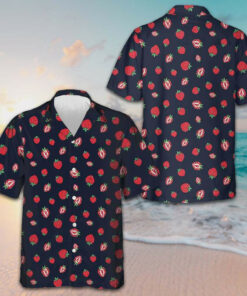Strawberry Slice Hawaiian Shirt Men's Beach Button Up Gifts For Strawberry Lovers