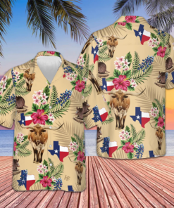Brown Tribal Pattern Texas Hawaiian Shirt Armadillo And Longhorn Texas State Shirt For Texans -WearandDecor