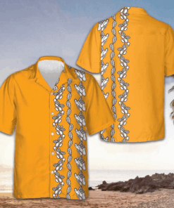 Peanut Leaves Hawaiian Shirt Yellow Button Up Shirt Gifts For Brother -WearandDecor