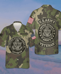 US Army Veteran Hawaiian Shirt Camouflage Button Up Shirt Gifts For Army Veteran -WearandDecor
