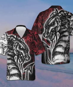 Red Tattoo Dragon Hawaiian Shirt Men's Button Down Shirts For Summer Gifts For Son -WearandDecor