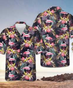 Flamingo Tropical Hawaiian Shirt Summer Button Up Gifts For Brother -WearandDecor