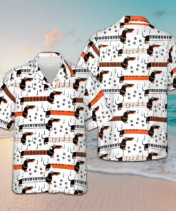 Piano Dachshund Dogs Hawaiian Shirt Dog Lover Funny Button Down Shirt Summer Presents -WearandDecor
