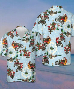 Santa On Motorcycle Hawaiian Shirt Funny Santa Shirt Gifts For Christmas 2026 -WearandDecor