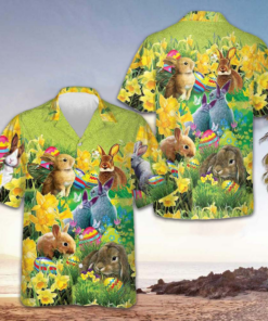 Easter Bunnies Hawaiian Shirt Easter 2026 Cool Button Up Shirt Gifts For Him -WearandDecor