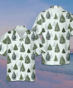 Christmas Tree Pattern Hawaiian Shirt Beach Button Down Gifts For Him -WearandDecor