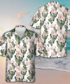 Cactus Pattern Hawaiian Shirt Men's Button Up Shirts Summer Presents For Husband -WearandDecor