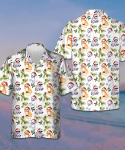 Cute Animals In Christmas Hat Hawaiian Shirt Merry Xmas Button Up Shirt Men Best Gifts -WearandDecor