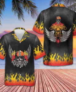 Two Wheels Forever Motorcycle Hawaiian Shirt Motorcycle Riding Skull shirt Gifts For Bikers