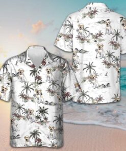 Labrador Retriever Tropical Pattern Hawaiian Shirt Men's Vacation Button Up Dog Lovers Gifts