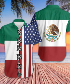American Mexico Flag Hawaiian Shirt Patriotic Button Down Shirt Gifts For Mexican -WearandDecor