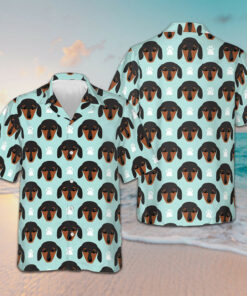 Dachshund Puppy Head Hawaiian Shirt Vacation Button Up Gifts For Dachshund Lovers -WearandDecor