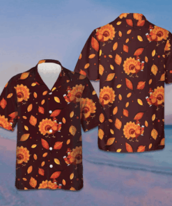 Thanksgiving Turkey With Glass Of Wine Hawaiian Shirt Happy Thanksgiving Funny Shirt Best Gifts -WearandDecor