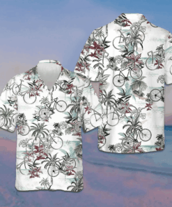 Summer Cycling Pattern Hawaiian Shirt Tropical Button Up Shirt Gifts For Bikers -WearandDecor