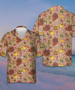 Thanksgiving Food And Drinks Hawaiian Shirt Cool Button Up Shirt Thanksgiving Gift Ideas -WearandDecor