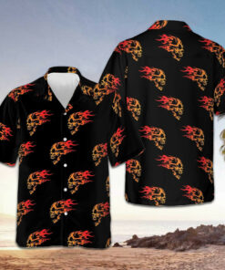 Flaming Angry Skull Hawaiian Shirt Men's Short Sleeve Summer Shirts Gifts For Skull Lovers -WearandDecor