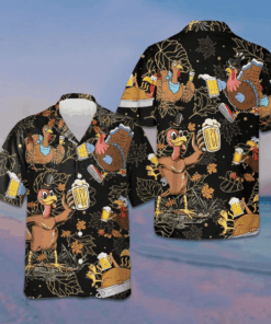 Drunk Turkey Thanksgiving Hawaiian Shirt Funny Thanksgiving Shirt Gifts For Friends -WearandDecor