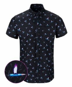 Hanguin Black Button Down Shirt Tactical Aloha Shirt Unique Christmas Gifts For Him