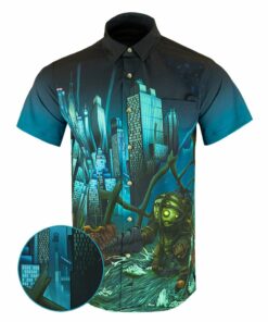 Deep Blue Button Down Shirt Pearl Snaps Apparel Gun Print Hawaiian Shirt Christmas Gifts For Dad