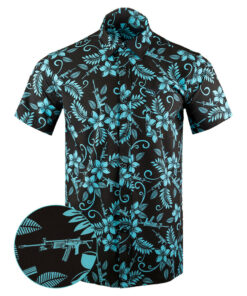 Hulu Black Cyan Button Down Shirt Tactical Tropical Print Shirt Birthday Present For Dad