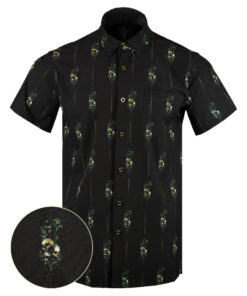 Jolly Roger Button Down Shirt Skull Gun Print Hawaiian Shirt Birthday Gift For Father
