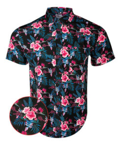 Hibiscus Tropics Button Down Shirt Tactical Shirt Hawaii Style Gifts For Gun Lovers