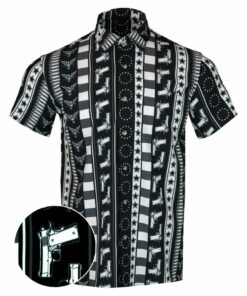Independence Black White Button Down Shirt Gun Print Hawaiian Shirt Gun Lovers Gifts