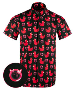 Devil Duck Black Button Down Shirt Tactical Shirt Hawaii Style Christmas Presents For Boyfriend